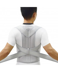 Silver Posture Corrector Scoliosis Back Brace Spine Corset Belt Shoulder Therapy Support Poor Posture Correction Belt Men Women